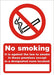 Prohibition Sign No Smoking Plastic Red 14.8 x 21 cm