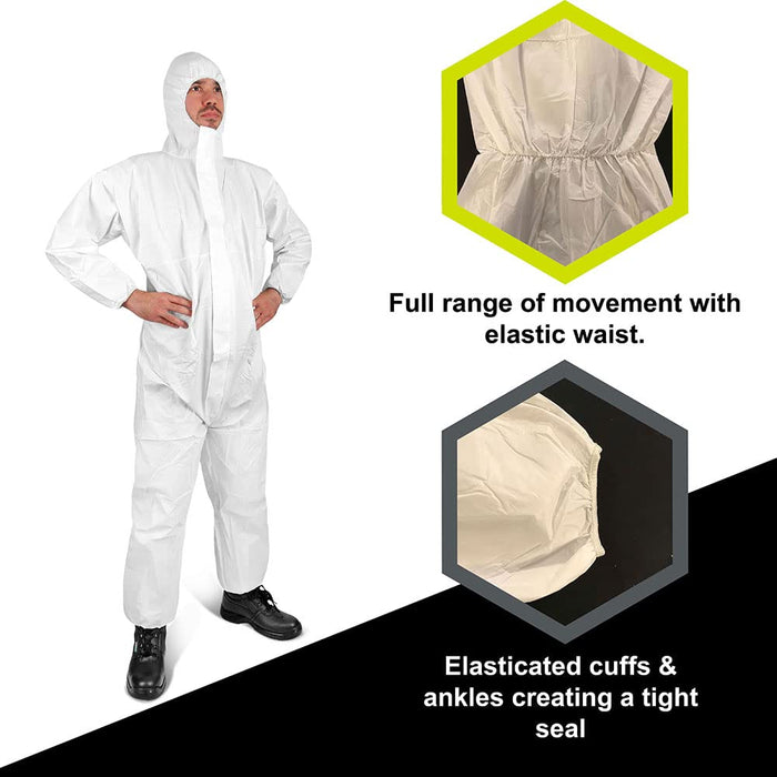 Click Once Protective Coverall With Hood Polyproylene, Polyethylene XL White