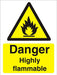 Warning Sign Highly Flammable Vinyl 30 x 20 cm