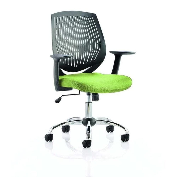 Dynamic Basic Tilt Task Operator Chair Fixed Arms Dura Black Back, Myrrh Green Seat Without Headrest Medium Back