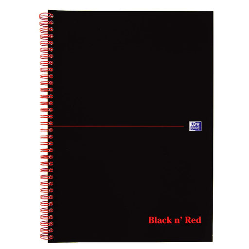 OXFORD Notebook Black n' Red A4 Ruled Spiral Bound Soft Cover Soft Cover Black, Red Perforated 100 Pages 50 Sheets