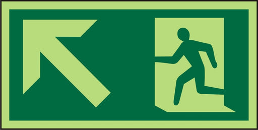 Fire Exit Sign Up Left Arrow Plastic 10 x 20 cm