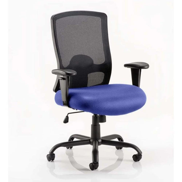 Dynamic Tilt & Lock Heavy Duty Chair Height Adjustable Arms Portland HD Stevia Blue Seat Without Headrest Medium Back