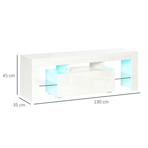 HOMCOM TV Stand MDF (Medium-Density Fibreboard), Particle Board White 130 x 35 x 45 cm