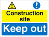 Site Sign Construction Site Fluted Board 30 x 40 cm