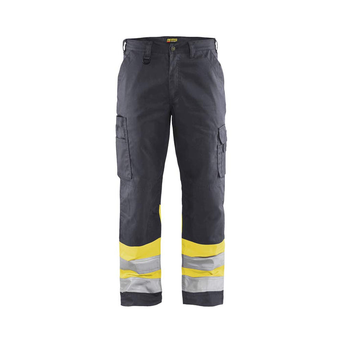 BLÅKLÄDER Trousers 15641811 Cotton, PL (Polyester) Mid Grey, Yellow Size 34R