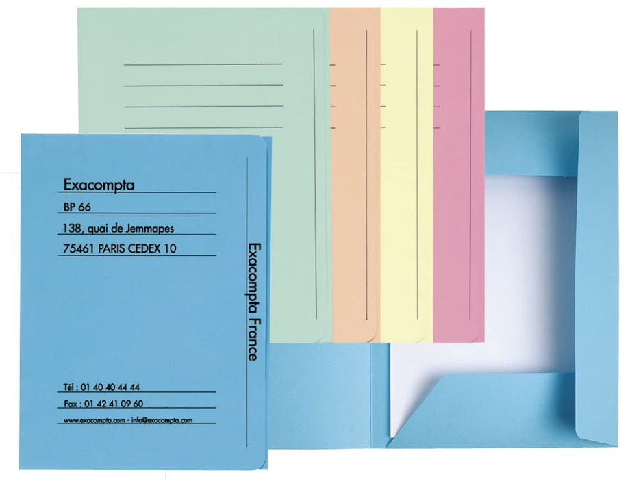 Exacompta 3 Flap Folder 235000E A4 Assorted Cardboard 24 x 32 cm Pack of 50