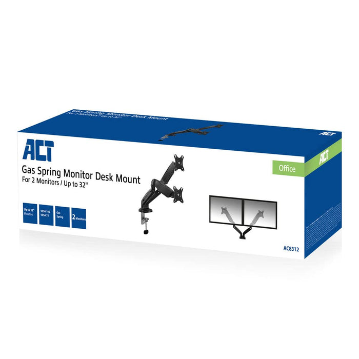 ACT Monitor Arm AC8312 Height Adjustable 32 Inch 670 x 148 x 172 mm Black