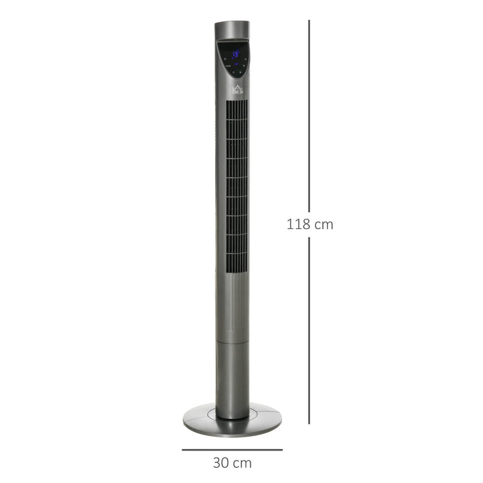 HOMCOM Tower Fan Non Height Adjustable 50 W ABS (Acrylonitrile Butadiene Styrene) Grey 30 x 30 x 120 cm