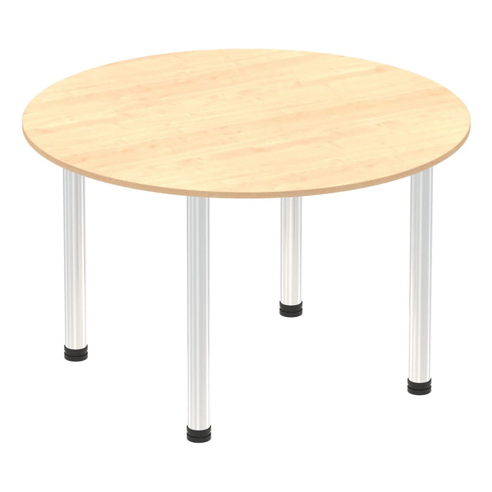 Round Meeting Table Beech MFC Post Legs Silver Impulse 1200 x 1200 x 730mm