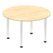 Round Meeting Table Beech MFC Post Legs Silver Impulse 1200 x 1200 x 730mm