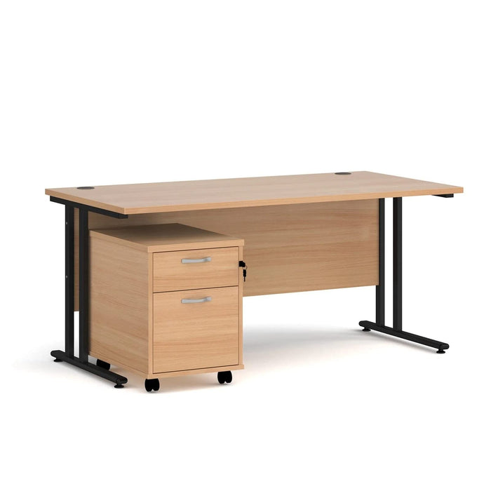 Dams International Straight Desk with 2 Drawer Pedestal SBS214W 1,400 x 800 x 725 mm