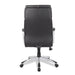 Nautilus Designs Ltd. High Back Leather Faced Manager Chair with Satin Silver Finish to Armrests and Base - Black