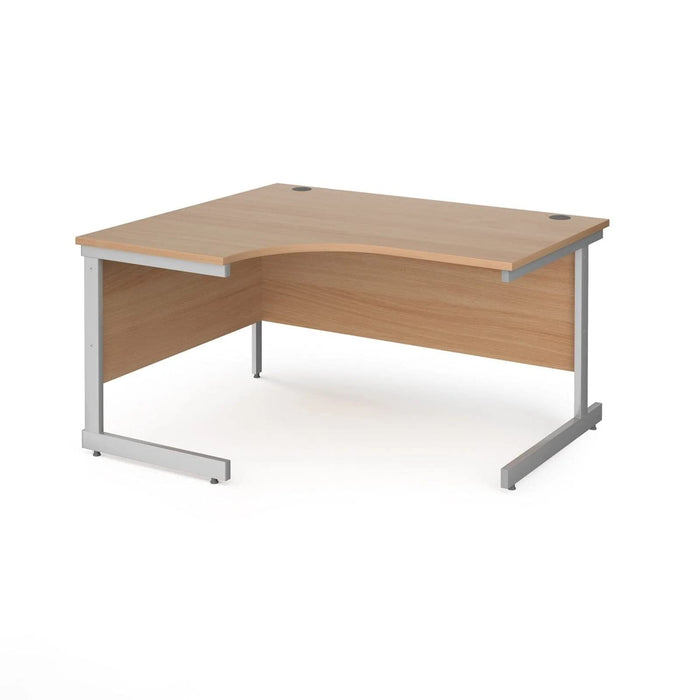 Left Hand Ergonomic Desk with Beech Coloured MFC Top and Silver Frame Cantilever Legs Contract 25 1400 x 1200 x 725 mm