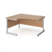 Left Hand Ergonomic Desk with Beech Coloured MFC Top and Silver Frame Cantilever Legs Contract 25 1400 x 1200 x 725 mm