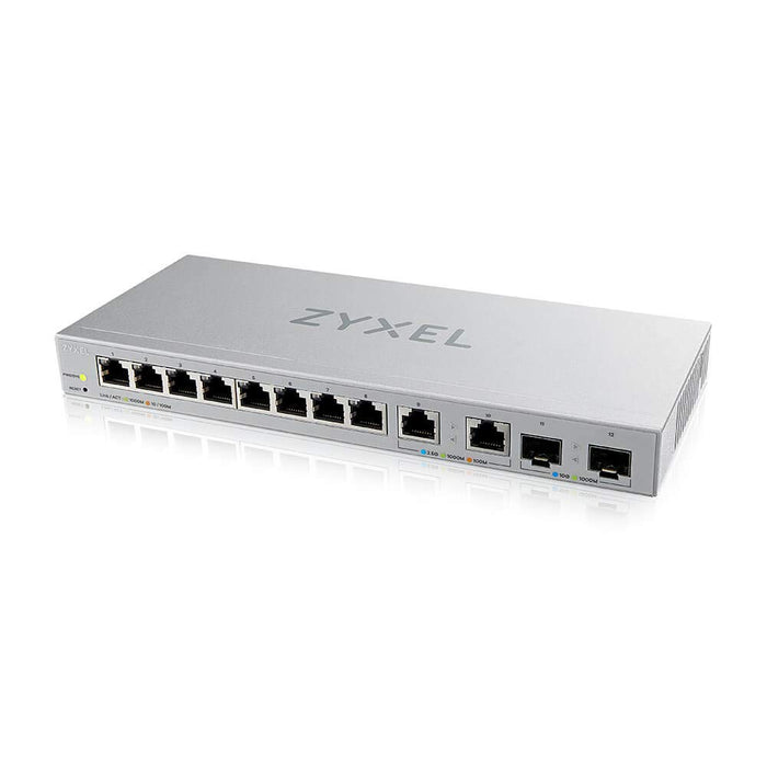 Zyxel XGS1210-12 - Switch - Managed - 8 x 10/100/1000 + 2 x 100/1000/2.5G + 2 x 1 Gigabit / 10 Gigabit SFP+ (uplink) - desktop, wall-mountable