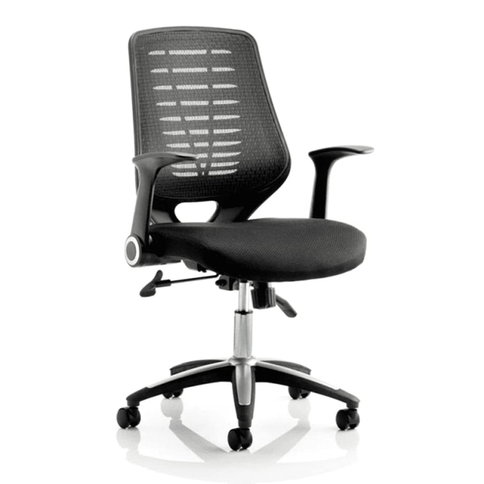 Dynamic Tilt & Lock Task Operator Chair Folding Arms Relay Black Back, Myrrh Green Seat Without Headrest Medium Back