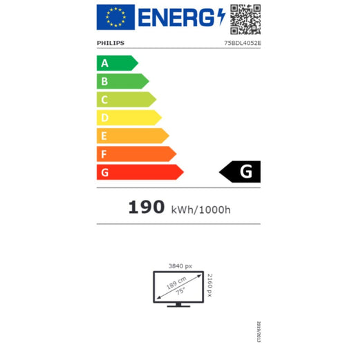 Philips Signage Solutions E-Line 75 Inch 3840 x 2160 Pixels 4K Ultra HD Multi-Touch DVI HDMI USB Android 10 Interactive Display