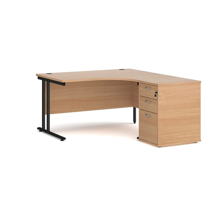 Dams International Desk with Pedestal EBS18RWH 1,800 x 1,626 x 725 mm