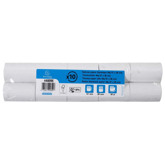 Exacompta Thermal Roll 44809E White 57 mm x 35 mm x 12 mm x 18 m Pack of 10 Rolls