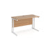 Rectangular Straight Desk Beech Wood Cantilever Legs White Maestro 25 1200 x 600 x 725mm