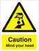 Warning Sign Mind Your Head Plastic 20 x 15 cm