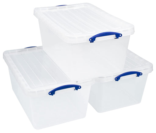 Really Useful Box Storage Box 61 L Transparent PP (Polypropylene) 44 x 68 x 31 cm Pack of 3