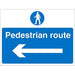 Site Sign Pedestrian Route with Left Arrow PVC 30 x 40 cm