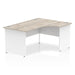 Impulse Right Crescent Office Desk W1800 x D1200 x H730mm Cable Managed Leg Grey Oak Finish White Frame - TT000164