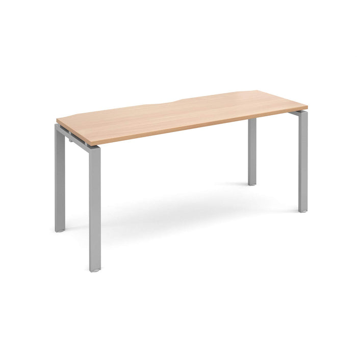 Rectangular Single Desk Beech Wood Straight Legs Silver Adapt II 1600 x 600 x 725mm