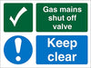 Mandatory Sign Gas Mains Shut Off Vinyl 7.5 x 10 cm