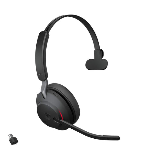 Jabra Evolve2 65 MS Mono - Headset - on-ear - convertible - Bluetooth - wireless - USB-C - noise isolating - black - Certified for Microsoft Teams