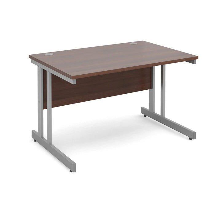 Rectangular Straight Desk with Walnut MFC Top and Silver Frame Cantilever Legs Momento 1200 x 800 x 725 mm