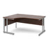 Corner Left Hand Design Ergonomic Desk with Walnut MFC Top and Silver Frame Adjustable Legs Momento 1600 x 1200 x 725 mm