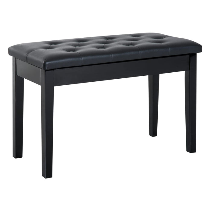 HOMCOM 1 Seat Storage Piano Bench 4 Legs Rubberwood, Composite Board, PU (Polyurethane) Black