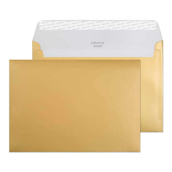 Creative Creative Shine Coloured Envelope C5 229 (W) x 162 (H) mm Adhesive Strip Gold 130 gsm Pack of 500