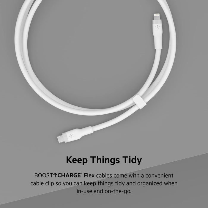 Belkin BoostCharge 1m Silicon USB-C to Lightning Cable White