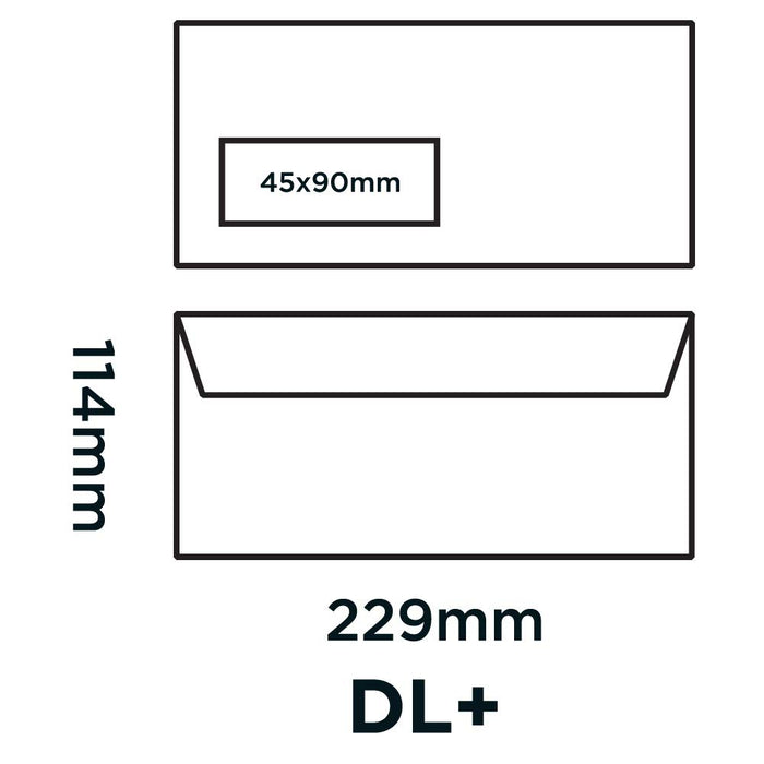 Creative Peel & Seal DL+ Coloured Envelope Grey 229 (W) x 114 (H) mm Window 120 gsm Pack of 500