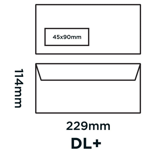 Creative Peel & Seal DL+ Coloured Envelope Green 229 (W) x 114 (H) mm Window 120 gsm Pack of 500