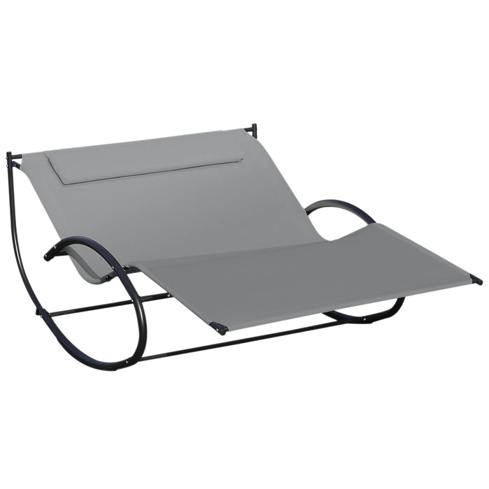 OutSunny Lounge Chair Metal, Textilene fabrics Grey 1,400 x 2,000 x 360 mm