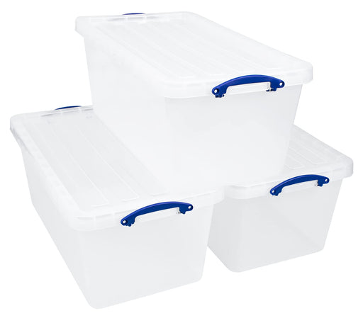 Really Useful Box Storage Box 82 L Transparent PP (Polypropylene) 33.5 x 82 x 44 cm Pack of 3