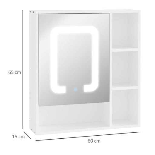 kleankin Mirror Cabinet Glass,MDF (Medium-Density Fibreboard) White 60 x 15 x 65 cm