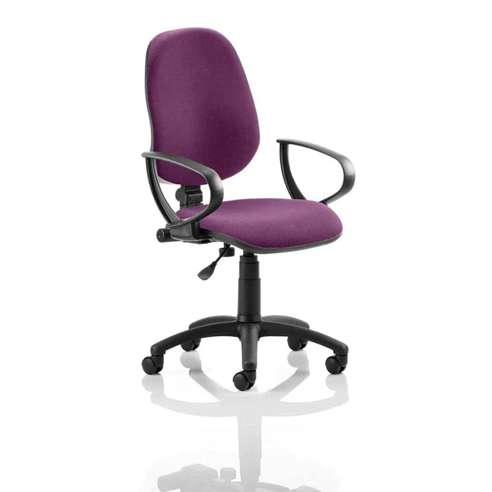 Dynamic Permanent Contact Backrest Task Operator Chair Loop Arms Without Headrest High Back Eclipse I Tansy purple