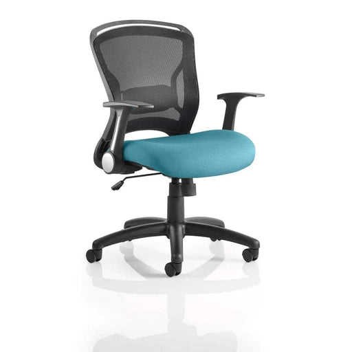 Dynamic Tilt & Lock Task Operator Chair Folding Arms Zeus Maringa Teal Seat Without Headrest Medium Back