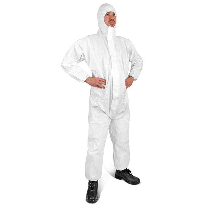 Click Once Protective Coverall With Hood Polyproylene, Polyethylene S White