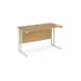 Rectangular Straight Desk Oak Wood Cantilever Legs White Maestro 25 1200 x 600 x 725mm