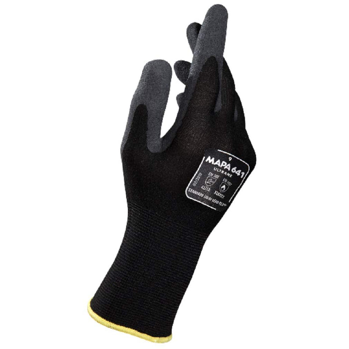 Mapa Professional Ultrane 641 Non-Disposable Handling Gloves Nitrile Size 9 Black