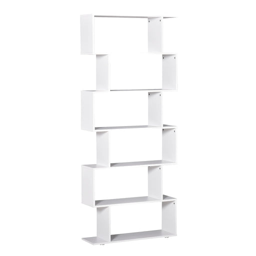 Homcom S Shape Wooden Bookshelf with 6-Tier Black 800 x 240 x 1,920 mm