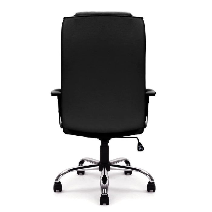 Nautilus Designs Ltd. High Back Leather Faced Executive Armchair with Integral Headrest and Chrome Base