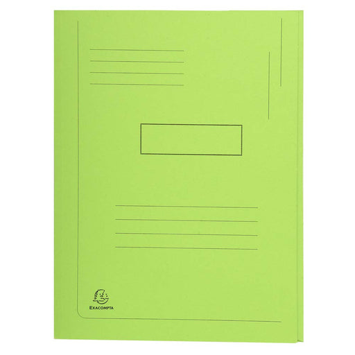 Exacompta 2 Flap Folder 445013E A4 Bright Green Cardboard 24 x 32 cm Pack of 50